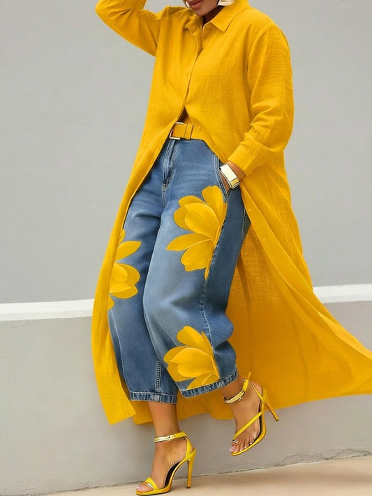 VELLORÉ | Vestido tipo camisa casual de lino y algodón