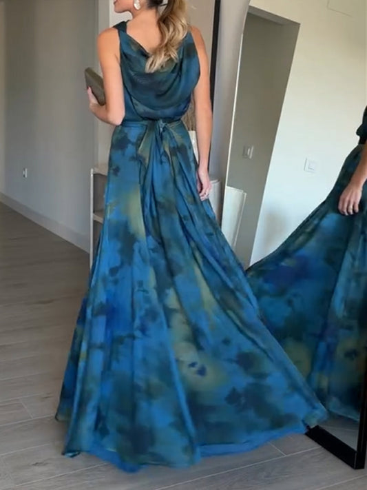 VELLORÉ | Conjunto de dos piezas: blusa de estampado artístico y falda maxi con estilo