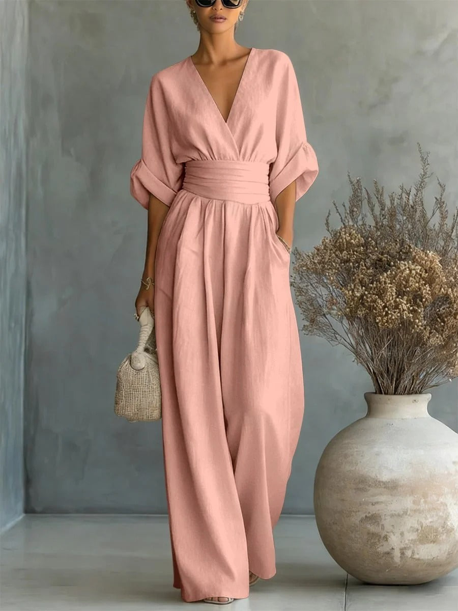 VELLORÉ | Mono elegante con escote en V y cintura alta