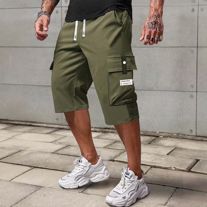 VELLORÉ | Pantalones cargo Capri casual con cordón para hombre