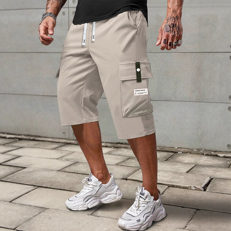 VELLORÉ | Pantalones cargo Capri casual con cordón para hombre