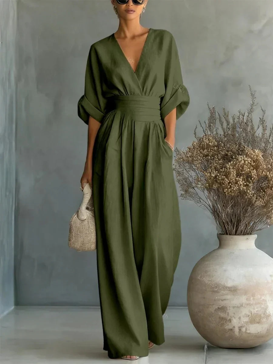 VELLORÉ | Mono elegante con escote en V y cintura alta