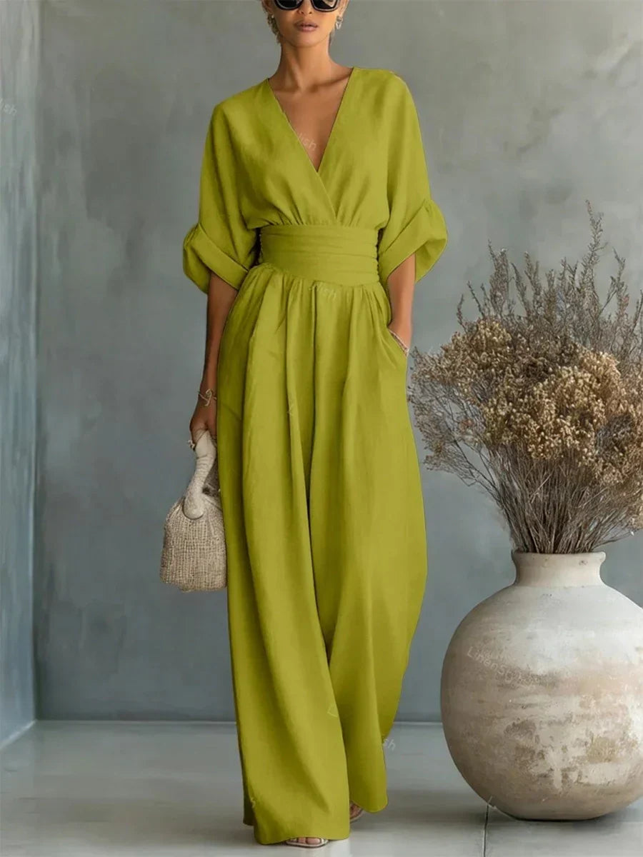 VELLORÉ | Mono elegante con escote en V y cintura alta